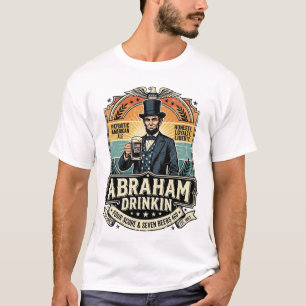 Camiseta Patriótico Abraham Bebiendo Retro Afligido