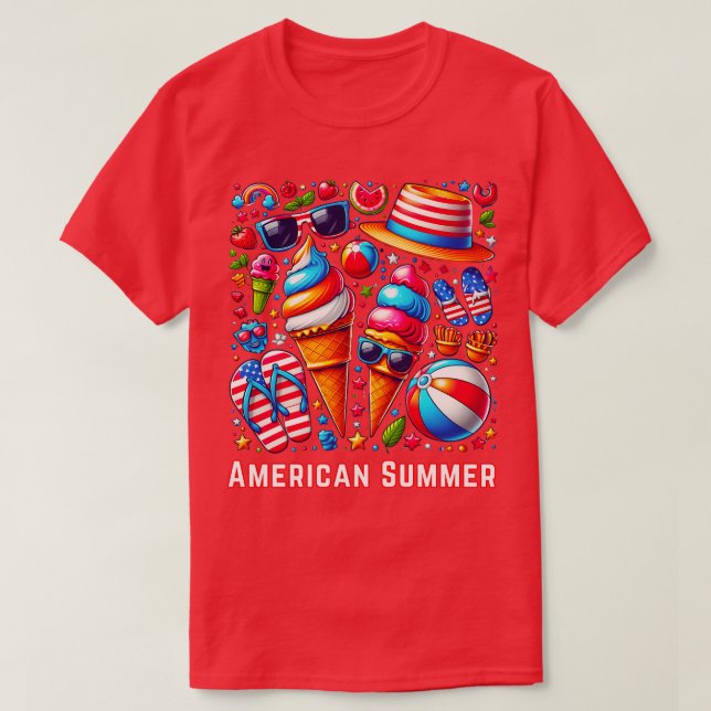 Camiseta Patriótico Americano de Verano 4 de Julio Celebrat (Diseño del anverso)