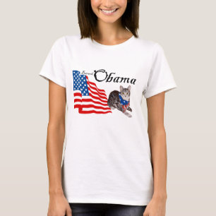 Camiseta Patriótico americano tabby Cat para Obama
