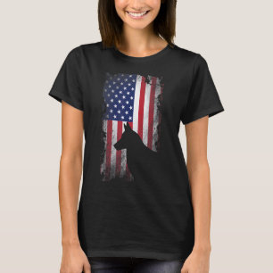 Camiseta Patriótico Belga Malinois Bandera Estadounidense P