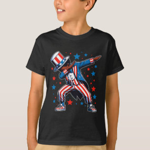 Camiseta Patriótico Black Dabbing Boy 4 De Julio Estadounid