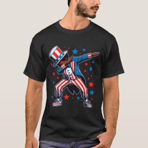 Camiseta Patriótico Black Dabbing Boy 4 De Julio Estadounid