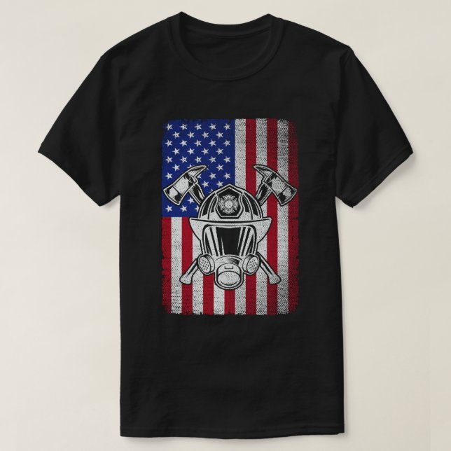 Camiseta Patriótico bombero estadounidense bombero de bande (Diseño del anverso)