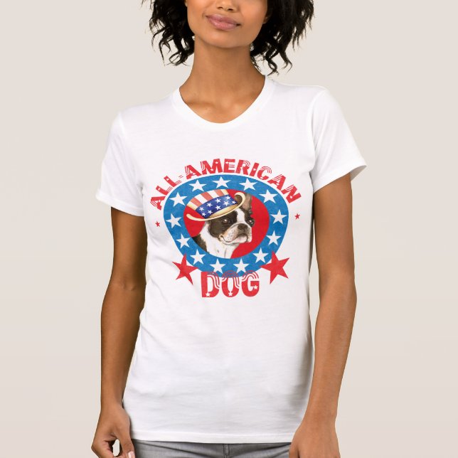 Camiseta Patriótico Boston Terrier (Anverso)