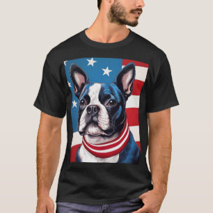 Camiseta Patriótico Boston Terrier con bandera estadouniden
