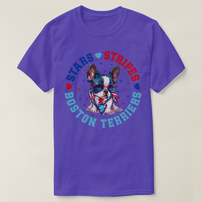 Camiseta Patriótico Boston Terrier Perro Por 4 De Julio Cel (Diseño del anverso)