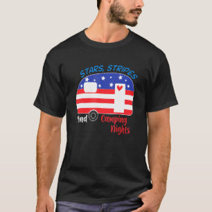 Camiseta Patriótico Camper Rv Trailer Bandera Estadounidens
