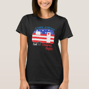 Camiseta Patriótico Camper Rv Trailer Bandera Estadounidens