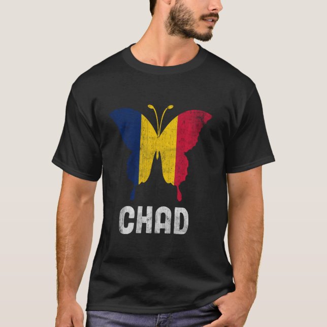 Camiseta Patriótico Chad África Cuesta mariposa Conde Afric (Anverso)
