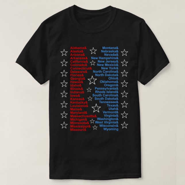 Camiseta Patriótico Cincuenta Estados Rojo Azul Blanco Ampe (Diseño del anverso)