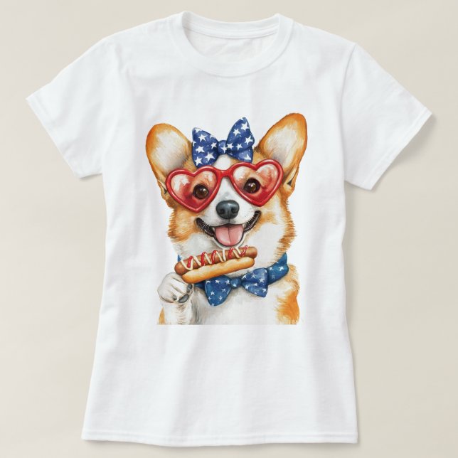 Camiseta Patriótico Corgi (Diseño del anverso)