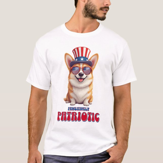 Camiseta Patriótico Corgi - Patriótico Pawsitivo (Anverso)