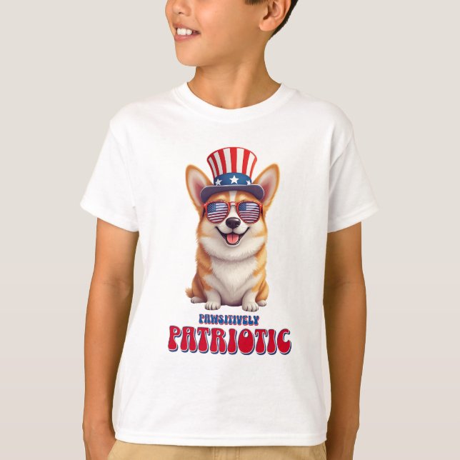 Camiseta Patriótico Corgi - Patriótico Pawsitivo (Anverso)