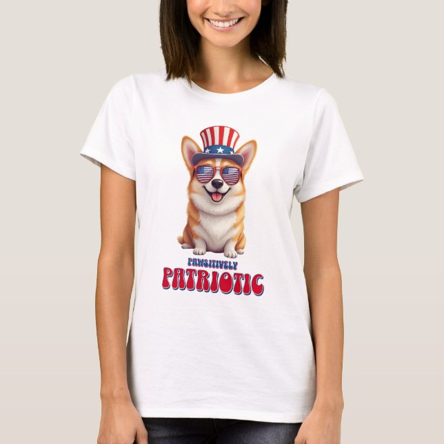 Camiseta Patriótico Corgi - Patriótico Pawsitivo (Anverso)