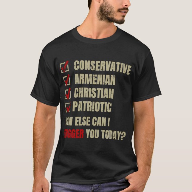 Camiseta Patriótico cristiano armenio conservador (Anverso)
