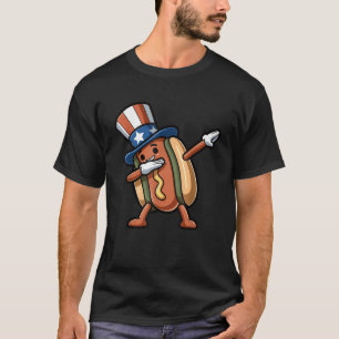 Camiseta Patriótico Dabbing Hot Dog Kids Independence Day 4