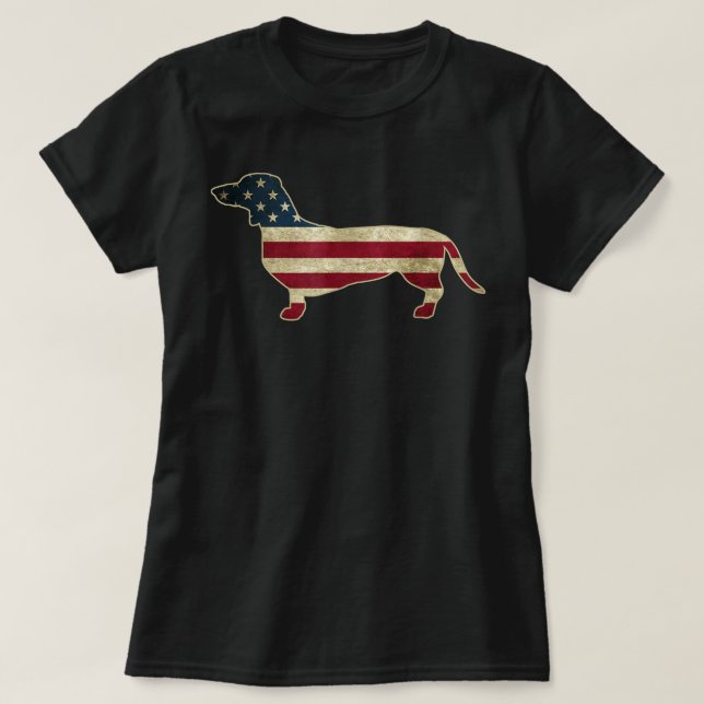 Camiseta Patriótico Dachshund 4 De Julio Perro Bandera Esta (Diseño del anverso)
