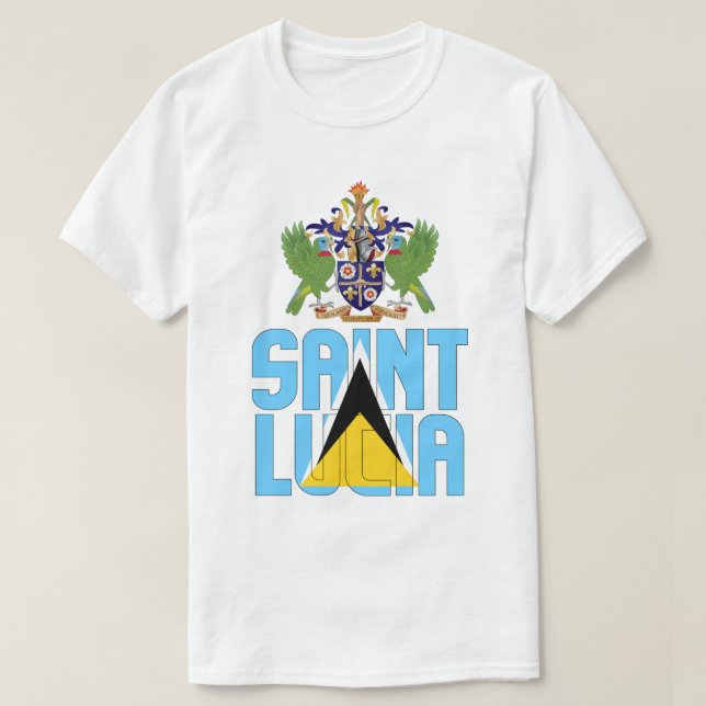 Camiseta Patriótico De Bandera Y Escudo De Armas De Santa L (Diseño del anverso)