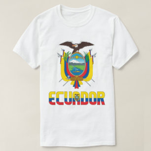 Camiseta Patriótico De Bandera Y Escudo De Armas Del Ecuado