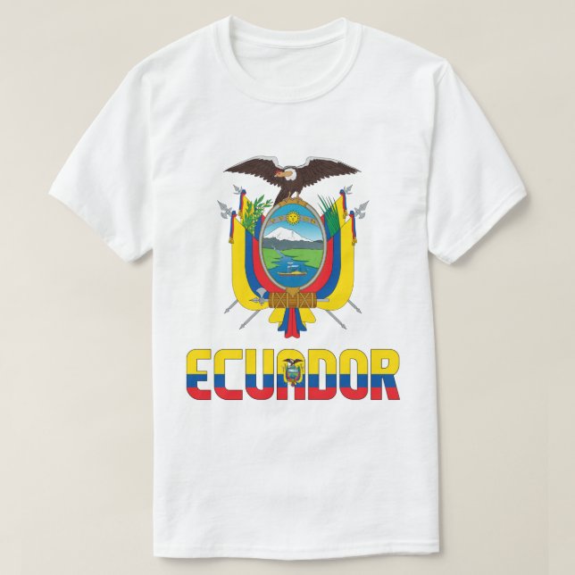Camiseta Patriótico De Bandera Y Escudo De Armas Del Ecuado (Diseño del anverso)