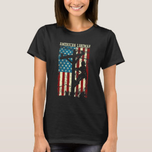 Camiseta Patriótico De Cable Eléctrico De Bandera Estadouni