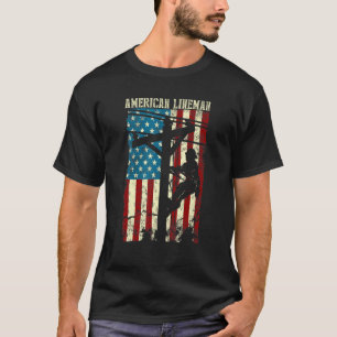 Camiseta Patriótico De Cable Eléctrico De Bandera Estadouni