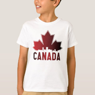 Camiseta Patriótico de hoja de arce de gradiente de línea a