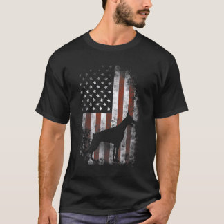 Camiseta Patriótico de la Bandera Americana Doberman Pinsch