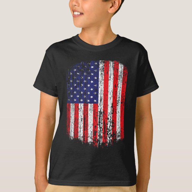 Camiseta Patriótico de la Bandera Americana en Problemas (Anverso)