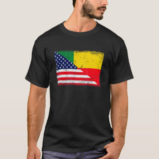 Camiseta Patriótico de la Bandera Beninesa Estadounidense