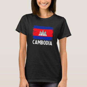 Camiseta Patriótico de la bandera de Camboya retro con prob