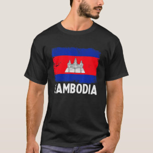 Camiseta Patriótico de la bandera de Camboya retro con prob