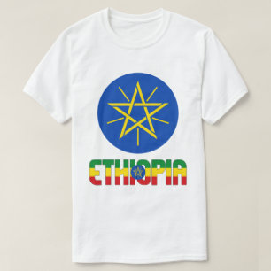 Camiseta Patriótico De La Bandera De Etiopía Y El Escudo De