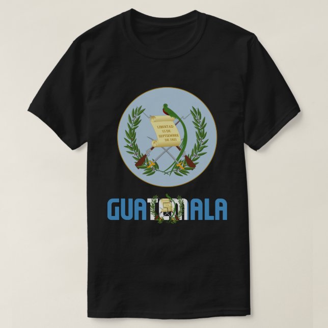 Camiseta Patriótico De La Bandera De Guatemala Y El Escudo  (Diseño del anverso)