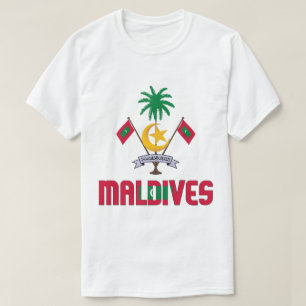 Camiseta Patriótico De La Bandera De Maldivas Y El Escudo D