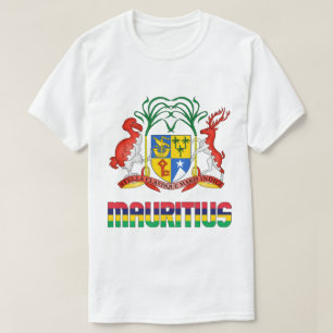 Camiseta Patriótico De La Bandera De Mauricio Y El Escudo D