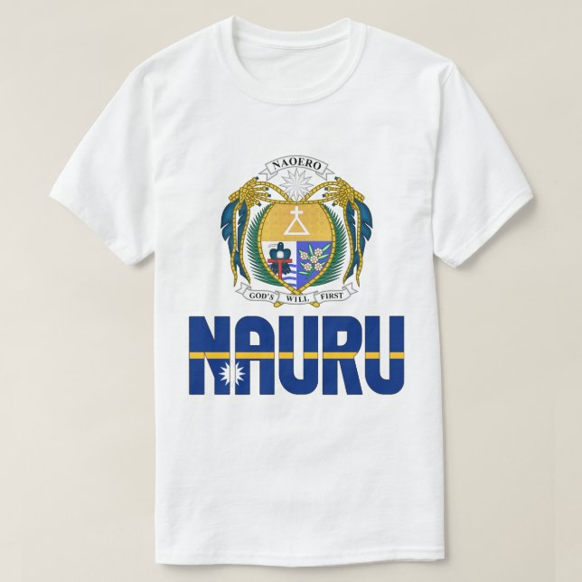 Camiseta Patriótico De La Bandera De Nauru Y El Escudo De A (Diseño del anverso)