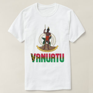 Camiseta Patriótico De La Bandera De Vanuatu Y El Escudo De