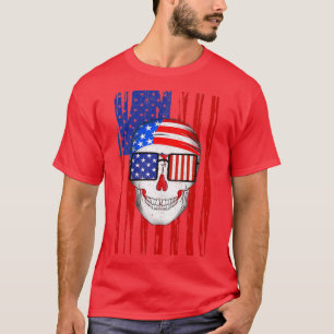 Camiseta Patriótico de la Bandera del Cráneo Estadounidense