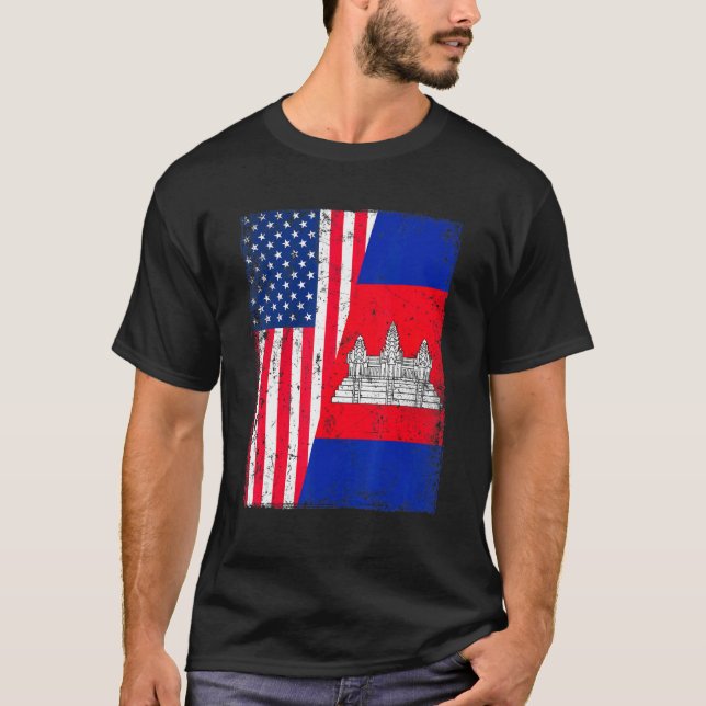 Camiseta Patriótico De La Bandera Estadounidense De Camboya (Anverso)