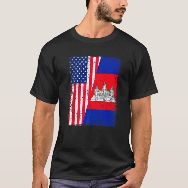 Camiseta Patriótico De La Bandera Estadounidense De Camboya (Anverso)