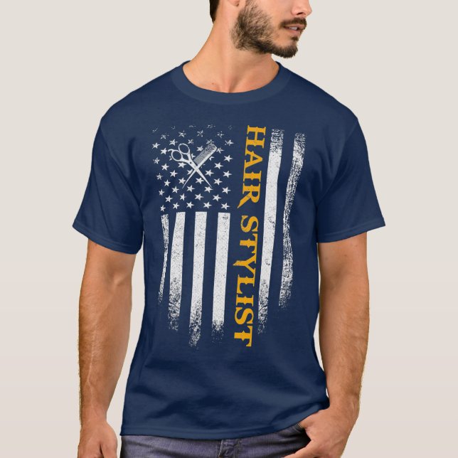 Camiseta Patriótico de la Bandera Estadounidense de Estilo  (Anverso)
