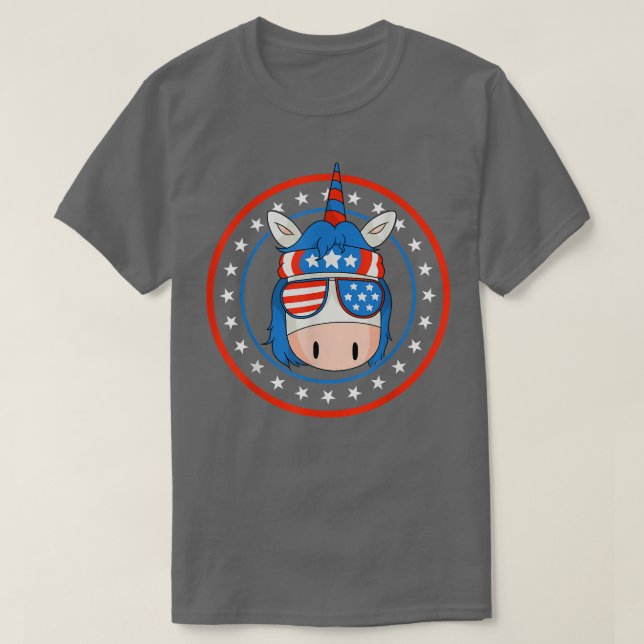 Camiseta Patriótico de la bandera estadounidense de unicorn (Diseño del anverso)