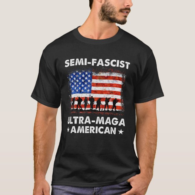 Camiseta Patriótico de la bandera estadounidense semifascis (Anverso)