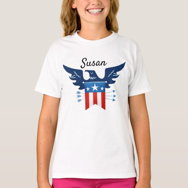 Camiseta Patriótico de la Bandera y el Águila Americana (Anverso)