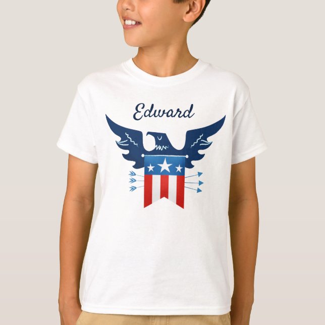 Camiseta Patriótico de la Bandera y el Águila Americana (Anverso)