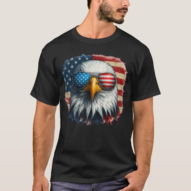 Camiseta Patriótico de las gafas de sol estadounidenses de  (Anverso)