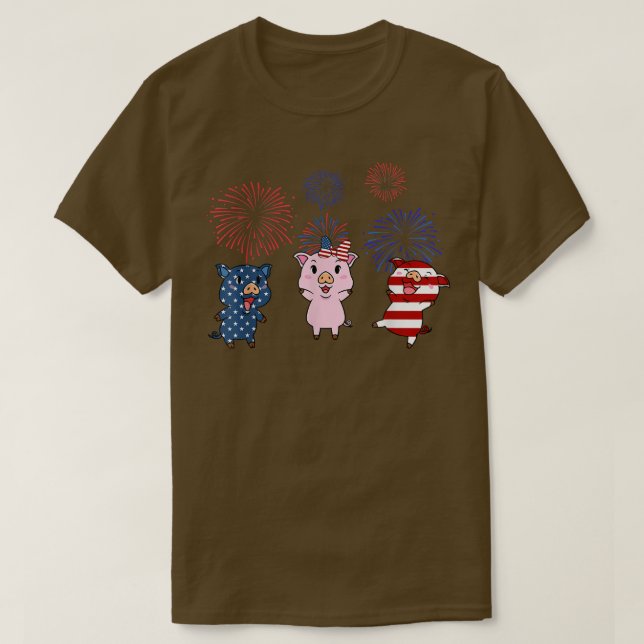 Camiseta Patriótico de los fuegos artificiales de cerdo de  (Diseño del anverso)