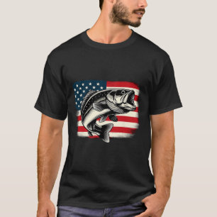 Camiseta Patriótico de pesca de peces de bandera estadounid
