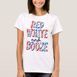 Camiseta Patriótico del blanco rojo y el booze